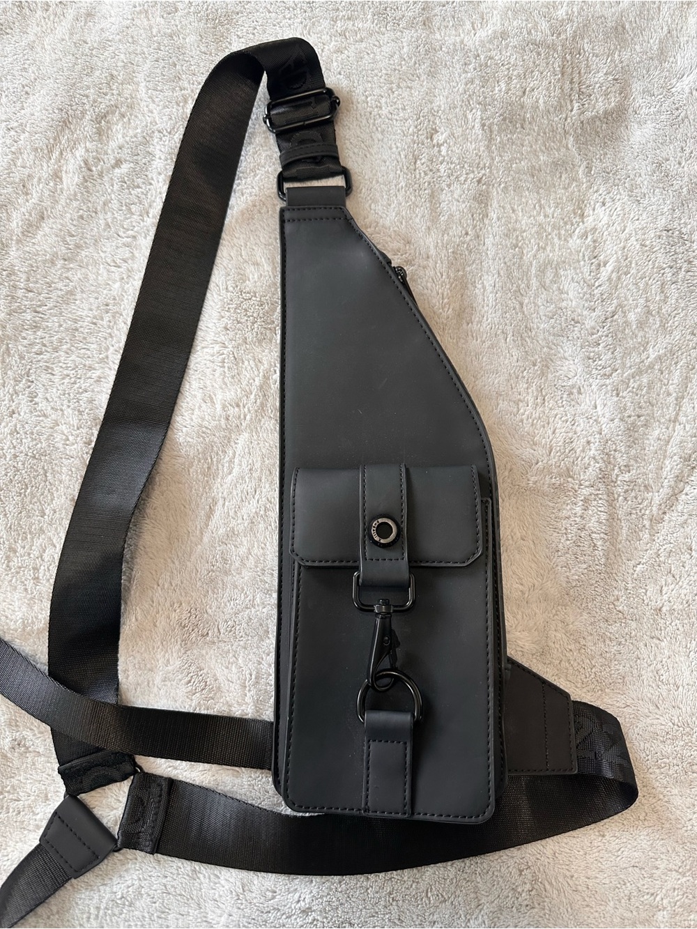 Bugatti Black Sling Belt Bag with Front Pocket
